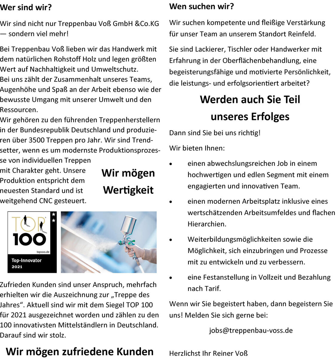 Tischler (m/w/d) in Vollzeit
