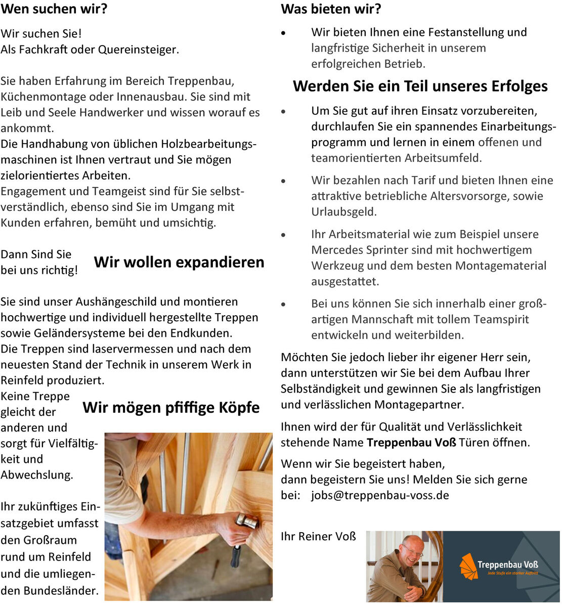 Tischler (m/w/d) in Vollzeit