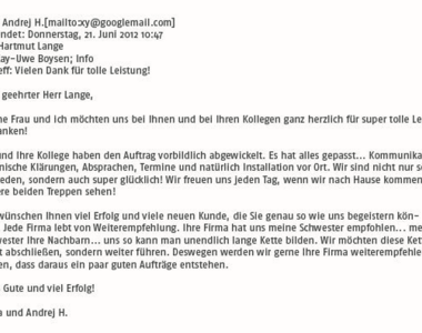Vorbildliche Abwicklung